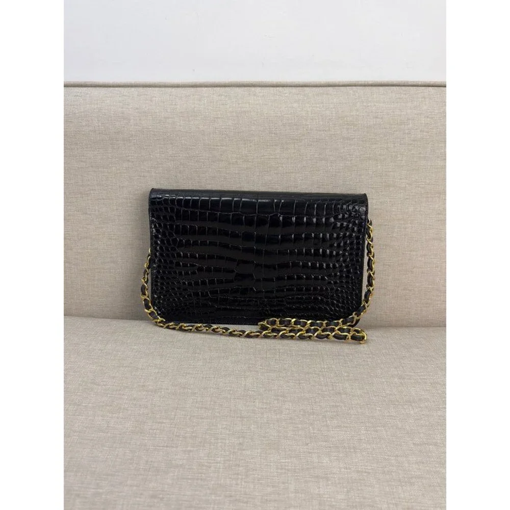 CHANEL Black Crocodile CC Flap Bag Small GHW